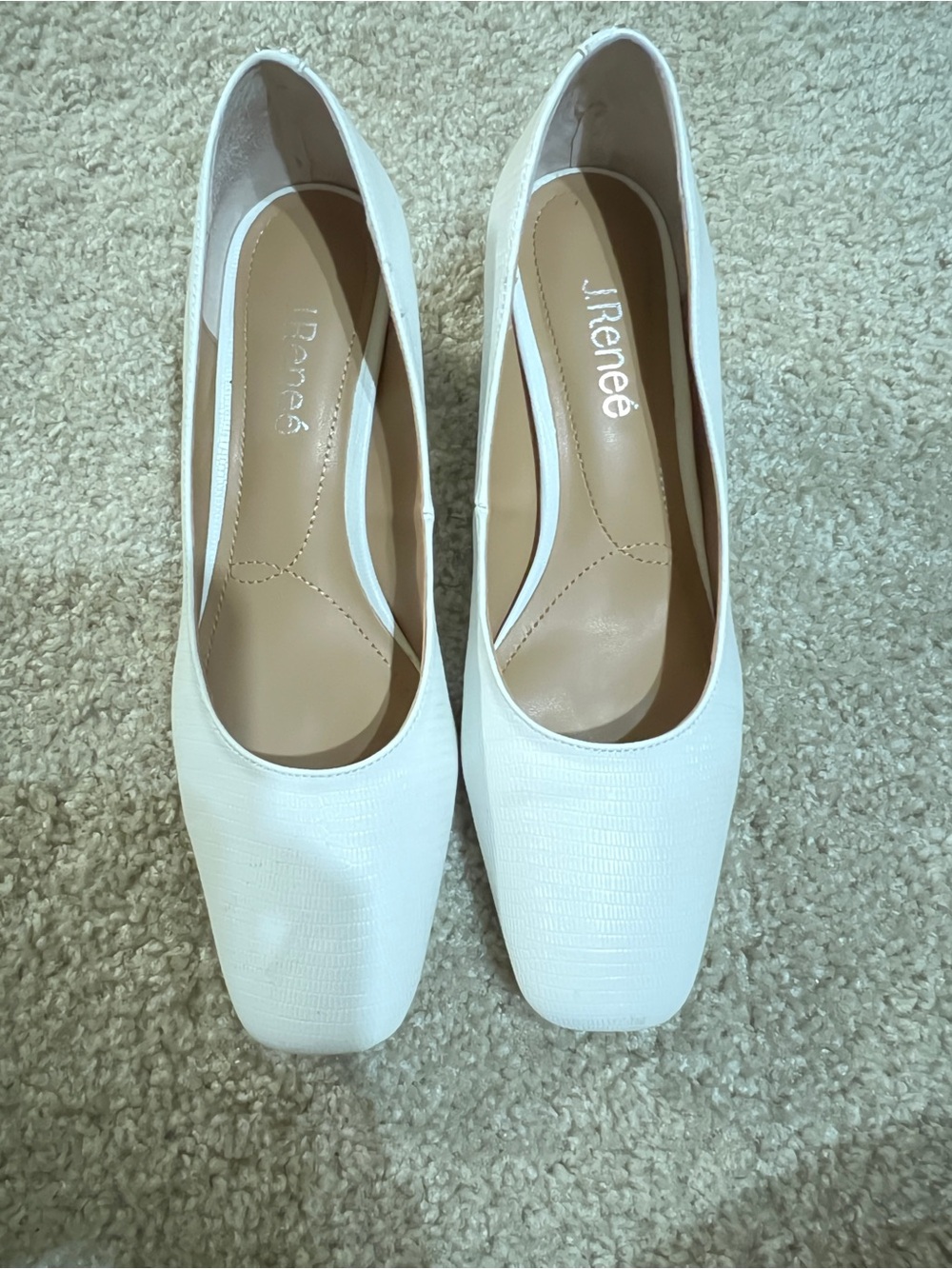 White Square-Toe 2 inch heels. J. Renee - Olivienne Synthetic